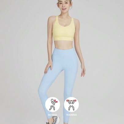 SLOLI High-Waisted Shark Print Yoga Pants, Tummy Control Exercise Leggings For Women