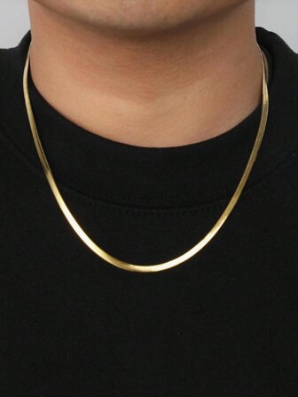 1 pieza Collar de cadena con hoja de acero inoxidable chapado en oro, adecuado para uso diario de hombres