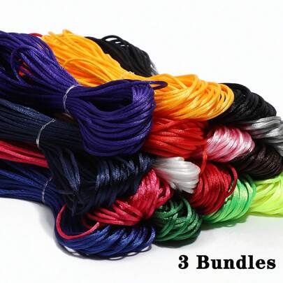 3 捆 33 码丝缎绳 1.5 毫米尼龙绳用于制作手链 鼠尾绳缎绳尼龙绳用于制作珠宝 中国结绳用于手链手工编织绳用品