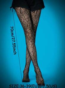 3 Pairs Of Women's Halloween Spider Skeleton Fishnet Stockings - Black - View 5