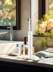 Intelligent Rotating Electric Toothbrush, 3 Modes USB Wireless Charging Rechargeable Smart Rotary Electric Toothbrushes With Timer, Travel Case And 2 Brush Heads, Compatible With OralB Replacement Electric Toothbrush Heads