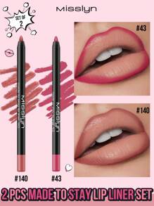 Misslyn Bộ 2 bút kẻ viền môi lâu trôi. Bút kẻ viền môi dạng gel có thể thu gọn, độ bám màu cao, tạo hiệu ứng mượt mà cho lớp trang điểm tự nhiên, màu sắc lên chuẩn, lớp viền môi lì mịn như nhung, không lem. - 140+43 - Xem 1