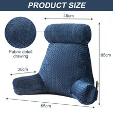 Reading Pillow For Bed Back Rest Lumbar Support Arm Seat Cushion Lounger Pad 2 In 1 Extra Large Reading Pillow With Neck / Arm Support With Extra Filled - Blue - View 2