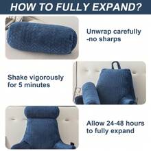 Reading Pillow For Bed Back Rest Lumbar Support Arm Seat Cushion Lounger Pad 2 In 1 Extra Large Reading Pillow With Neck / Arm Support With Extra Filled - Blue - View 5