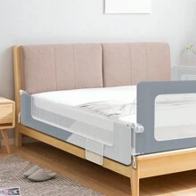 YUENFONG Sponda letto, sponda protettiva per letto, portatile, 150 cm, sponda pieghevole per bambini, sponda per lettino per bambini, pieghevole, portatile, lettino anticaduta per neonati e bambini nel letto dei genitori, 150/180/200 cm, grigio/ grigio melange - Grigio Chiaro - Visualizzare 7