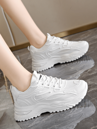 Sneakers casual da donna con punta tonda, incrocio sulla tomaia in rete, sportive, traspiranti e confortevoli, di moda