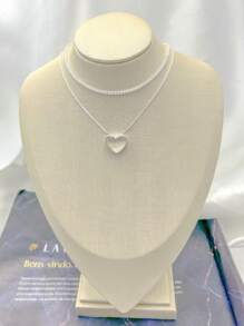 KIT 2 Choker Riviera Crystal + Women's Hollow Heart Necklace In 925 Silver Plated - Tyfanny Type - Bạc - Xem 4