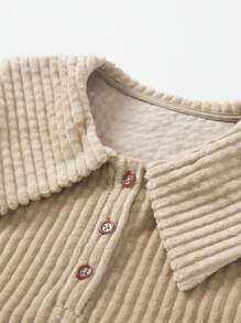 mini bala Vestido tipo cuello sport estilo universitario para niñas jóvenes - Diseño adorable de otoño en beige