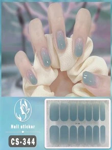 1pc 14 Pcs Solid Color Simple & Cool Design Waterproof Peel-Off Gel Nail Art Stickers, Full Nail Coverage Nail Stickers For Women, Easy To Use For Holiday, Party, Stage, Halloween, Daily Decoration, Gift