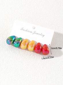 Stylish Colorful Resin Water Drop Shaped Earring Set, Minimalist Elegant Design, Suitable For Daily Wear Or Ladies' Festival Gift