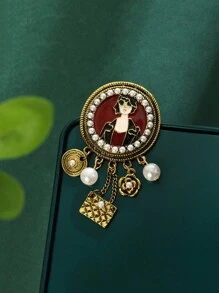 1 件复古优雅淑女头系列胸针 - 高端淑女时尚礼服别针多用途配饰礼服配饰别针适用于衣服包包饰品背包适用于学校办公室配饰衬衫夹克珠宝万圣节衣服别针有趣可爱的教师礼物 - 彩色 - 查看 9