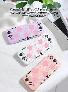 1 个粉色星形图案保护套，适用于 Switch OLED/Switch NS/Lite、游戏机配件、最佳礼物，适用于 Switch 玩家，耐刮擦 - 彩色 - 查看 1