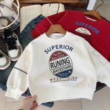 1pc/Set Young Boy Casual Pullover 2024 Autumn New Kids Fashion Kangaroo Pocket Stylish Korean Top, Round Neck Sweatshirt