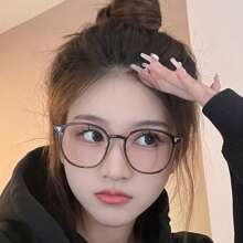 1副男女通用装饰性无度数眼镜，新款TR90轻盈复古圆形镜框，男女皆宜，无包装盒 - 橄欖綠 - 查看 1