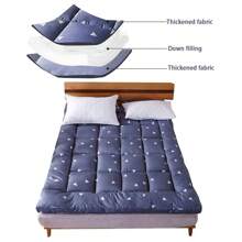 Soft Mattress Pad Quilted Breathable Thick Bedding Mattress Topper Protector 72D Hollow Fiber Filling