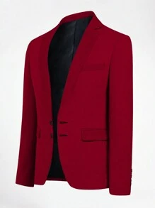 Men's Red Casual Suit, Formal Party Minimalist Blazer - Red - View 3