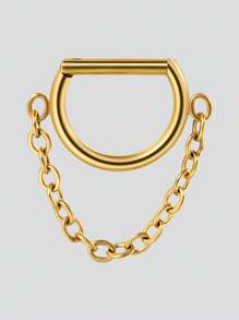 1PC 316L Stainless Steel Chain Dangle Ear Cartilage Tragus Septum Piercing Ring Nose Piercing Rings Body Piercing Jewelry - As Shown - View 21