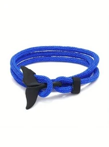 1pc Oceanic Anchor Whale Tail Braided Rope Bracelet - Fashionable Funky Accessory With Synthetic Fiber Rope Material, Simple Yet Cool Design For Men And Women This Is Adjustable Bracelet