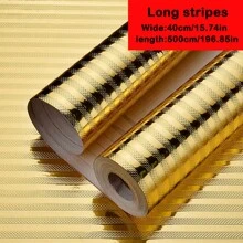 3m/5m Gold/Silver Aluminum Foil Self-Adhesive Wall Sticker For Kitchen Stove Backsplash, Waterproof, Moisture-Proof, Oil-Proof, Fireproof, Heat Resistant, Trimmable Wall Protector Paper