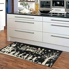 1/2pcs Halloween Themed Kitchen Mat, Ghost & Letter Pattern Design For Home, Room, Halloween Decoration