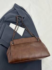 1. 高端时尚百搭复古大容量链条斜挎包，适合女性日常通勤 - 棕色 - 查看 7