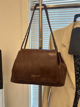 1 High-End Stylish Versatile Vintage High-Capacity Chain Cross-Body Bag For Women's Daily Commute