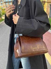 1. 高端时尚百搭复古大容量链条斜挎包，适合女性日常通勤 - 棕色 - 查看 5