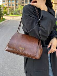 1. 高端时尚百搭复古大容量链条斜挎包，适合女性日常通勤 - 棕色 - 查看 6