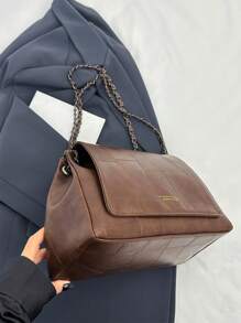 1. 高端时尚百搭复古大容量链条斜挎包，适合女性日常通勤 - 棕色 - 查看 9