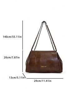 1. 高端时尚百搭复古大容量链条斜挎包，适合女性日常通勤 - 棕色 - 查看 3