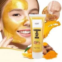 GZE VC 姜黄撕拉式收缩毛孔面膜 | 去黑头、去角质、深层清洁 - 抗衰老、提拉、亮泽和焕活 - 去除黑头、污垢和油脂 - 薑色 - 查看 3