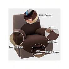 Stretch Recliner Slipcover, Couch Cover, Sofa Cover, Furniture Chair Slipcovers - Màu nâu - Xem 3