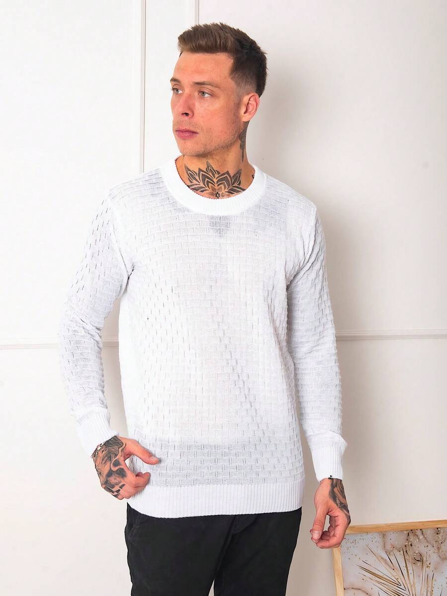 Men's Sweaters For Winter - 白色 - 查看 1