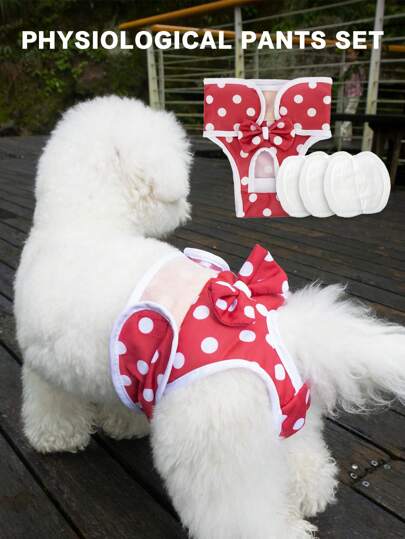 1pc Cachorro/Gato Fralda Calcinha Com Gravata Borboleta, Pet Fisiológico Calças Para Calor/Período Menstrual, Adequado Para Médio & Pequenos Animais De Estimação