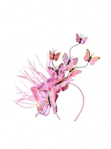 1 件蝴蝶头饰帽子羽毛头饰茶会药盒帽蝴蝶头饰（蝴蝶随机）万圣节 - 蝴蝶髮箍 - 查看 10