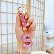 1pc Pink Letter Car Key Chain - Pink - View 8