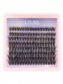 LIYAN 160 件假睫毛自然仿真浓密单簇轻质假睫毛延长睫毛舒适佩戴瞬间放大眼睛提升眼尾 - 黑色 - 查看 2