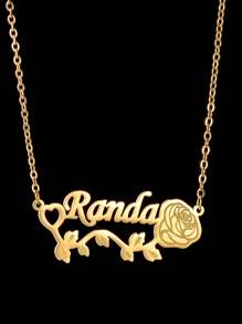 1PC Zelfgemaakte roos gepersonaliseerde roestvrijstalen naamplaatje ketting, aanpasbare naam eenvoudige dagelijkse stijl, sleutelhanger, producten inclusief geschenkdoos, Valentijnsdag cadeau, verjaardagscadeau, Moederdag cadeau, dagelijks cadeau