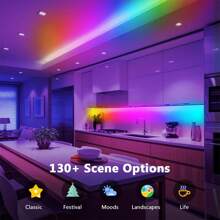 1 peça Tira de Luz LED 5050 RGB de 1,0 m/2,0 m/3,0 m/5,0 m/10,0 m/15,0 m/20,0 m com Cor Mudando RGB, Controle Remoto de 44 Teclas, Dimmerável, Cortável, Adequada para Quarto, Teto, Sala de Estar, Cozinha, Iluminação Traseira de TV, Decoração de Festa e Feriado