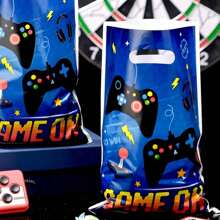 10pcs/20pcs/30pcs/50pcs/100pcs Gift Packaging Bags, Blue Gaming Themed Gift Bags With Game Joystick Pattern, "GAME ON" Candy/Cake Packaging Bags, Gift Bags For Christmas, Party, Celebration, Christmas