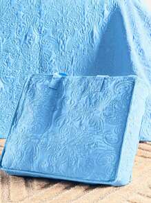 Queen Size 200 Thread Count Percale 4-Piece Embroidered Bedspread With Pillowcase And Luxurious Bag - 藍色 - 查看 5