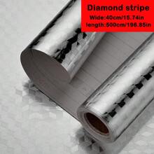 3m/5m Gold/Silver Aluminum Foil Self-Adhesive Wall Sticker For Kitchen Stove Backsplash, Waterproof, Moisture-Proof, Oil-Proof, Fireproof, Heat Resistant, Trimmable Wall Protector Paper