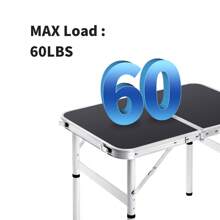 Moosinily Moosinily Small Folding Table 2FT Foldable Camping Table Portable Picnic Table Aluminum 2 Height Adjustable Outdoor Beach Card White 23.6*15.7 Inch