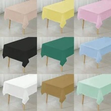 2pcs Plastic Disposable Table Cover, Minimalist Solid Color White Disposable Tablecloth For Party,