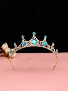 1 szt. Vintage Rhinestone Tiara-królewska korona ślubna dla panny młodej, elegancka księżniczka świąteczna korona kostium opaska na głowę akcesorium do włosów z kryształem, lśniąca korona królowej nadaje się na prezenty świąteczne dla dziewcząt na cosplay i imprezę halloweenową