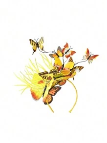 1 件蝴蝶头饰帽子羽毛头饰茶会药盒帽蝴蝶头饰（蝴蝶随机）万圣节 - 蝴蝶髮箍 - 查看 16