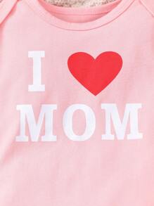 2pcs/Set Cute Baby Girl Letter Print Bodysuit And Printed Pants Set - Pink - View 5