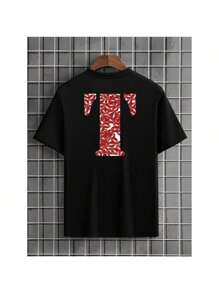 Camiseta Premium 100% Algodão letra T beijos para namorado casal kisses Preta Streetwear Lançamento 2024 - Preto - Visão 3