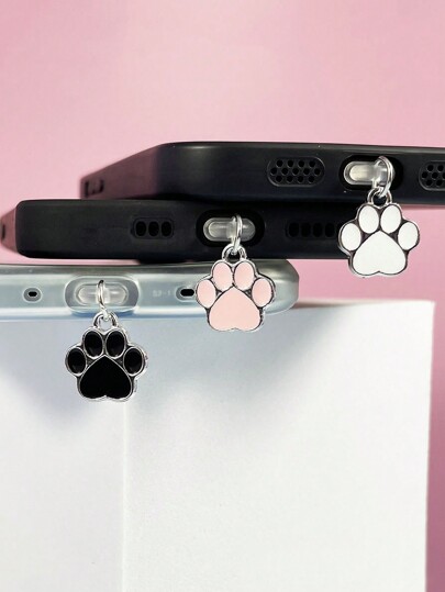 1/2/3pcs Mobile Phone Dust Plug Cat Paw Creative Cute Alloy Pendant Accessory Dust Plug Charging Port Plug 3pcs