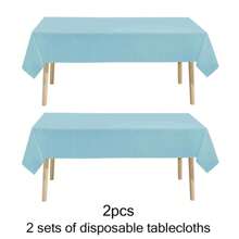 2pcs Plastic Disposable Table Cover, Minimalist Solid Color White Disposable Tablecloth For Party,